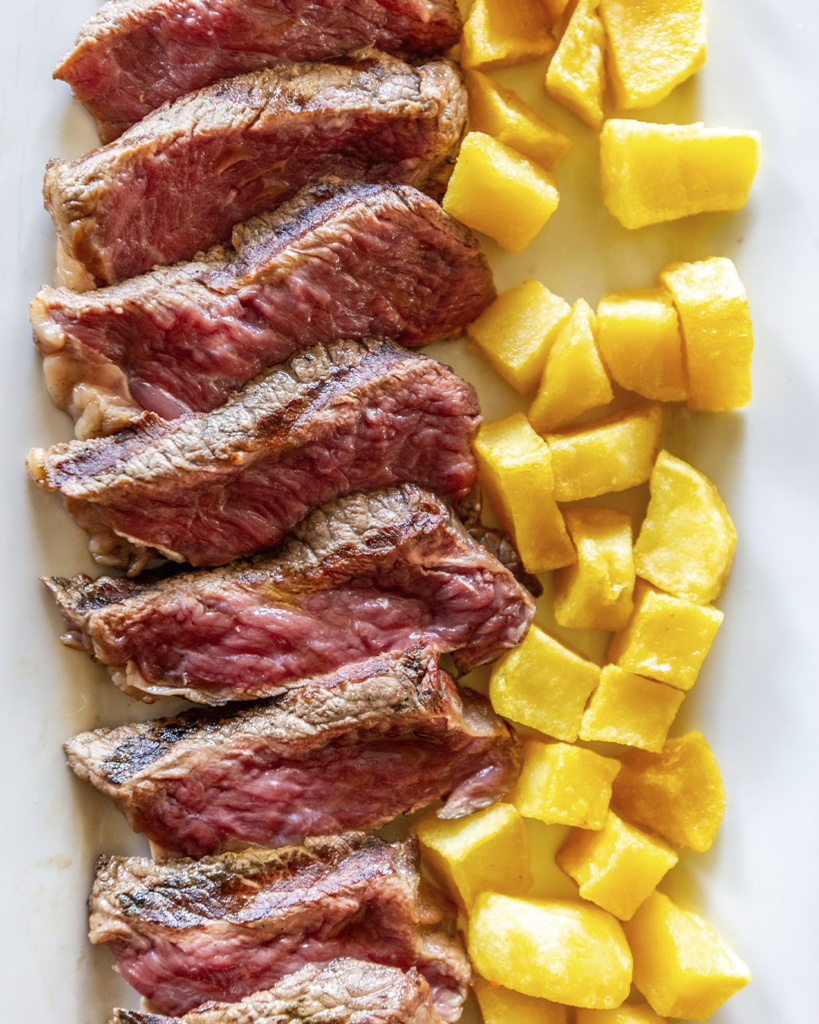 entraña de ternera con patatas